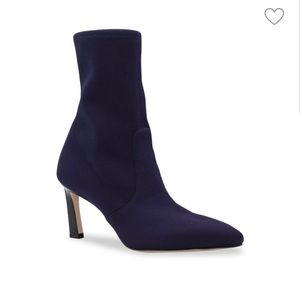 Stuart Weitzman Rapture 75 Mid-Calf Stretch Sock Booties Navy Blue *NEW*